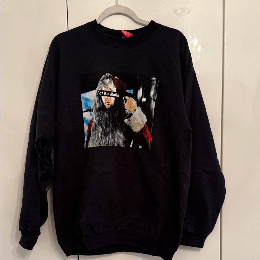 Black Graphic Crewneck Sweater